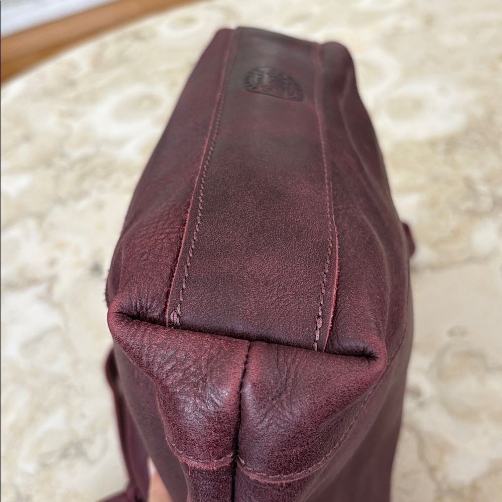 Roots Soft Leather Tote | Burgundy | Dual Handles + Crossbody Strap - Picture 14 of 16
